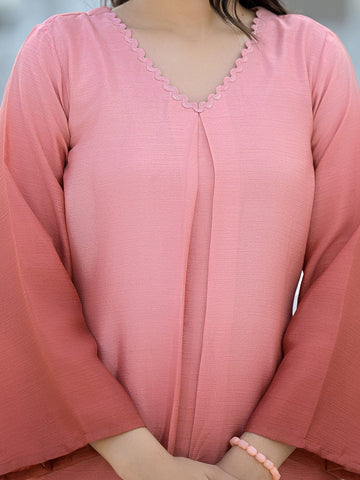 Varanga Women Ombre Coral A-Line Kurta Set